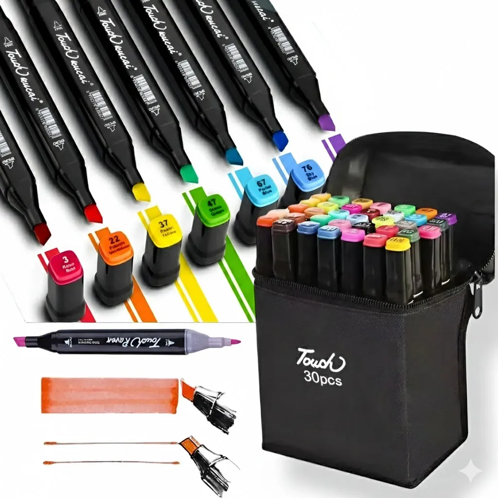 Set de Marcadores de Arte Touch 30 Pcs - Doble Punta y Estuche
